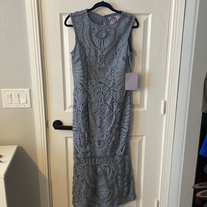 JS Collections Gray Sleeveless Sheath Dress for Weddings